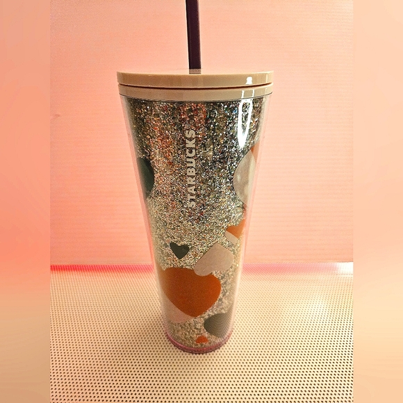 Starbucks 2021 Valentine's Day Heart Sequin Glitter Tumbler 24oz Cold Cup - Picture 7 of 9
